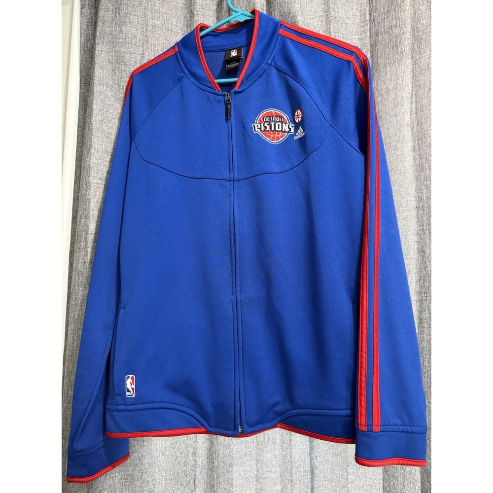 Adidas NBA Detroit Pistons Track Jacket Full Zip Up Size XL Color Red/Blue Logo